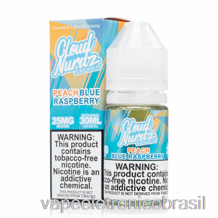 Vape Eletronico Iced Pêssego Azul Razz - Nuvem Nurdz Sais - 30ml 25mg